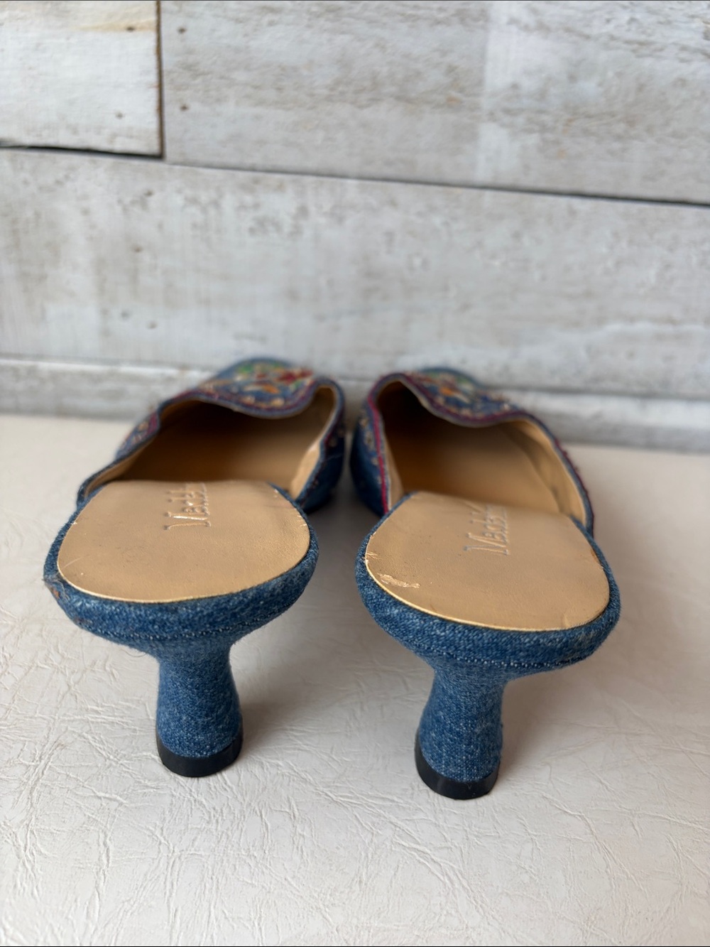 NWOT floral embroidered kitten heel slides - Picture 5 of 7